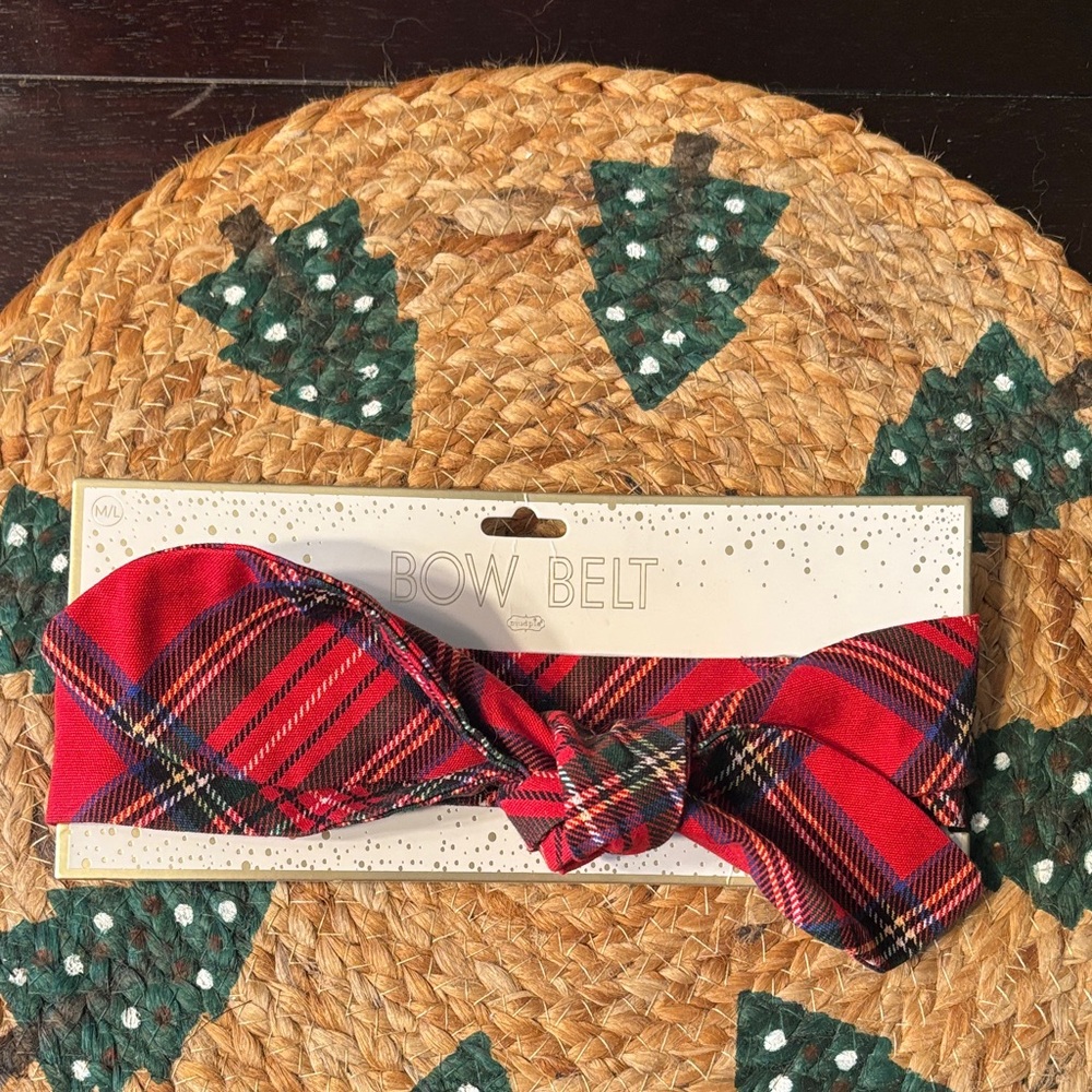 Red Plaid Bow Belt